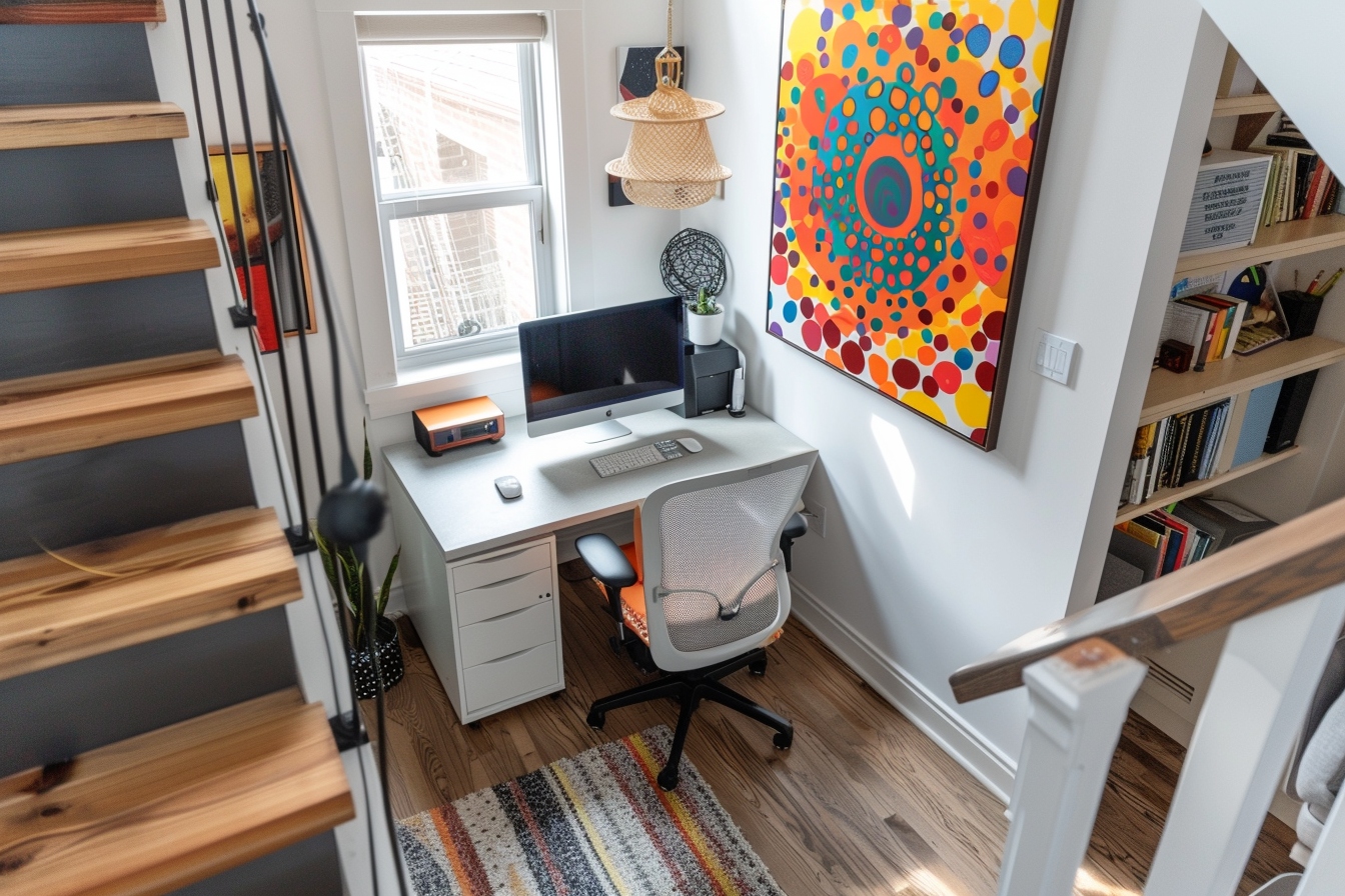 Idées créatives pour aménager un coin bureau fonctionnel dans un petit appartement avec espace optimisé